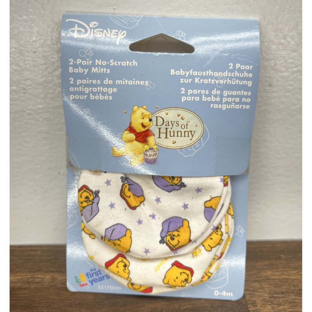Vintage Winnie The Pooh Baby No-Scratch Mitts (2) Pairs NEW